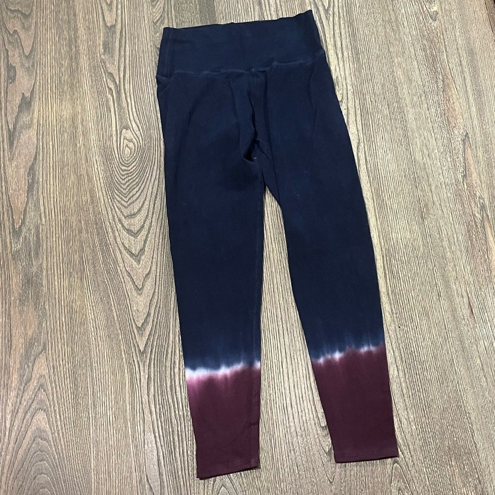 Electric & Rose Sunset Leggings Ombre Stretch High Waist Navy Blue Red Medium